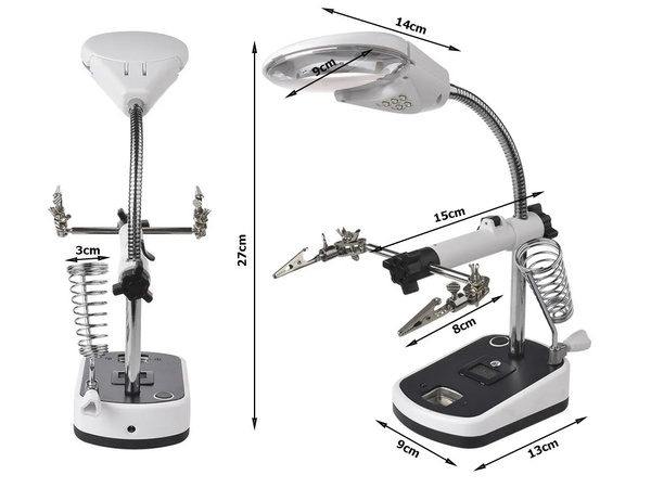 Trečiosios rankos lutteris 10x 3,5x 5 led, skirtas litavimui
