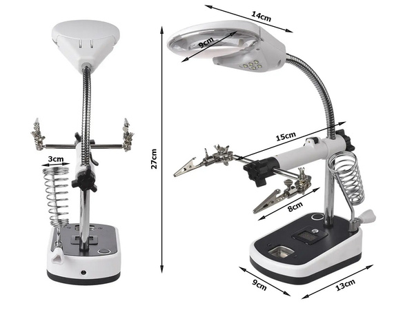 Lupa trzecia ręka 10x 3,5x 5 led do lutowania