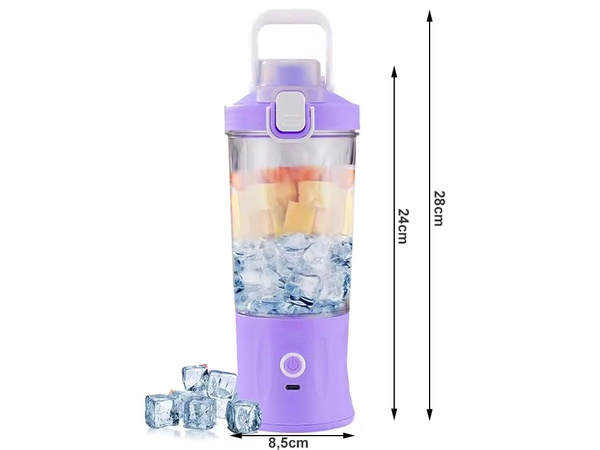 Smuuti blender, kaasaskantav, juhtmeta, jääpurustaja, lilla