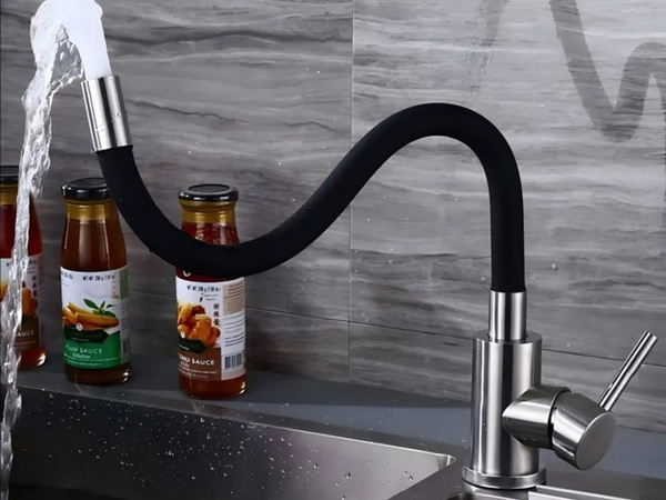 Robinet mixer de bucătărie flexibil cu gura de scurgere pivotantă 360 flexibil