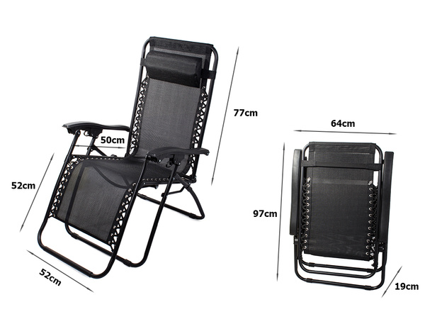 Folding beach chair zero gravity 2in1 touristic chair