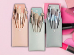 Set de 8 perii profesionale de machiaj pentru ochi, sprâncene, cu cutie cosmetică