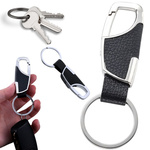 Key ring metal key ring faux leather silver black