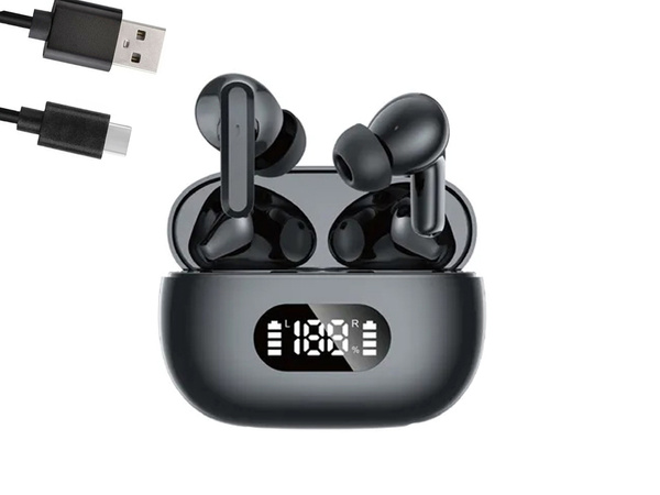 Bluetooth wireless in-ear headphones with led charging case and microphone