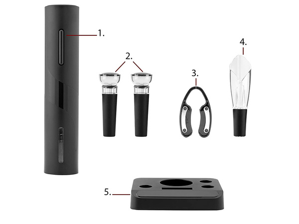 Electric corkscrew wine opener set