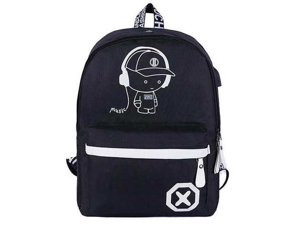 Mochila escolar juvenil música reflectante usb multicompartimento luminosa