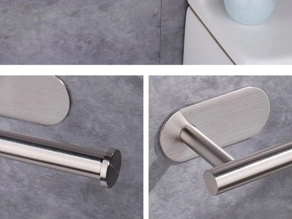 Kitchen paper towel holder adhesive metal silver loft