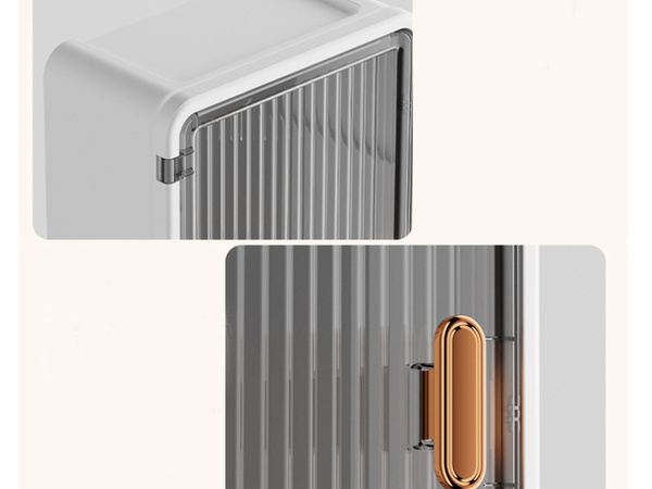 Estante de baño de pared colgante de 3 niveles con puerta y hueco para pañuelos