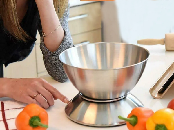 Balance de cuisine electronique digitale avec bol 5kg lcd argent metal
