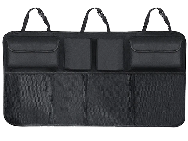 Car seat backrest organiser with pockets