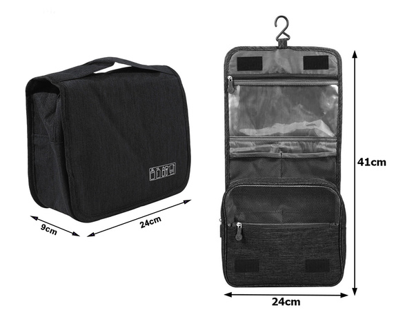 Cestovná kozmetická taška, závesný organizér do kúpeľne, zámok, háčik, rukoväť