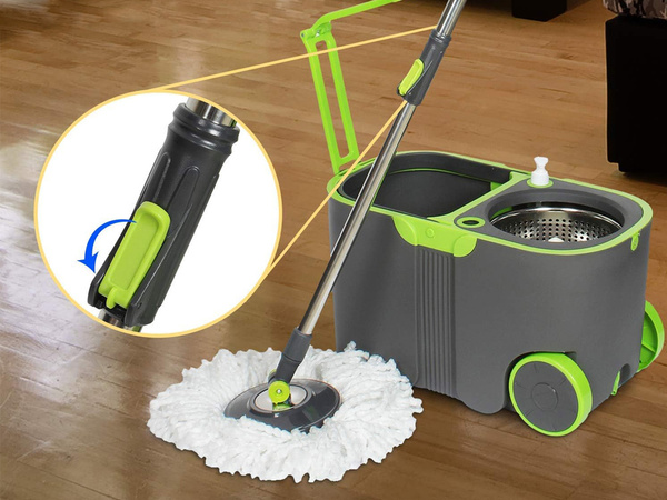 Rotacinės šluostės 360 turbo kibiro rinkinys 2x mikropluošto pagalvėlės