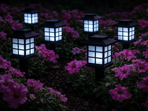 6 LAMPES SOLAIRES DE JARDIN À LED AVEC CAPTEUR CRÉPUSCULAIRE ET PIQUET POUR TERRASSE OU BALCON