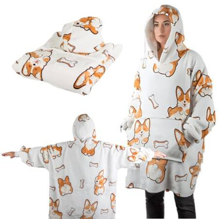 Sweat-shirt chaud pour chien couverture oversize xxl 2in1 fourrure épaisse douce avec capuche