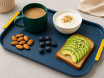 Plastic kitchen tray for serving breakfast, drinks, cakes and desserts