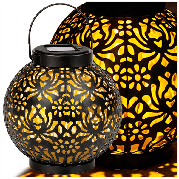 DECORATIVE SOLAR LANTERN LED SOLAR LANTERN BLACK HANGING LAMP