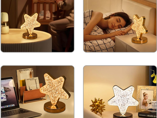 Veilleuse étoile de table cristal led rgb usb