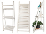 Wooden standing flower bed ladder three shelves plant shelf
