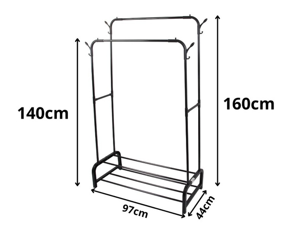 Umeraș de haier cu rafturi pentru pantaloni și jachete dulap metalic