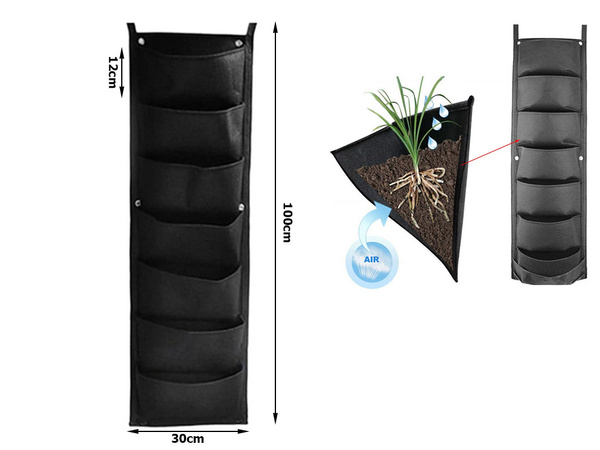 Vertikale pflanzentasche hängend filz 7 taschen für setzlinge dekoration