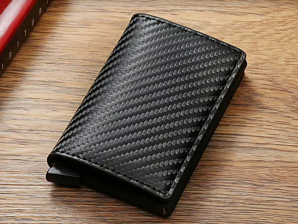 Männer rfid anti-diebstahl-brieftasche schwarz für karten geldscheine öko-leder