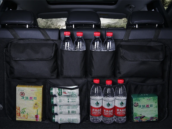 Automobilio sėdynės atlošo organizatorius su kišenėmis