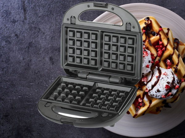 6-in-1 toaster, waffle maker, donut maker, interchangeable plates, 850w, non-stick