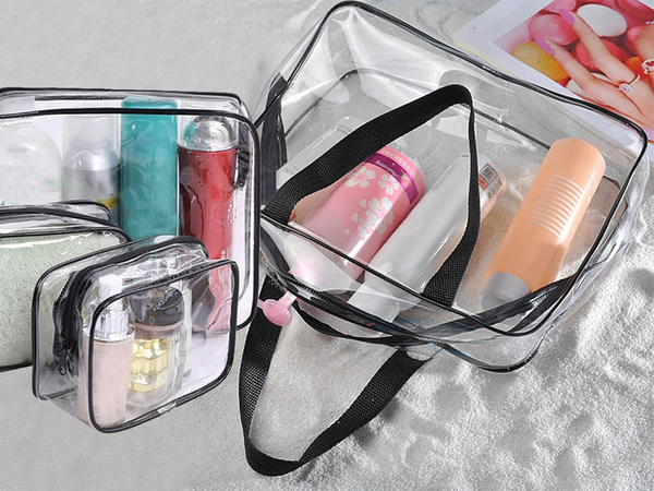 Mallette cosmétique transparente 3 en 1 pour les voyages en avion
