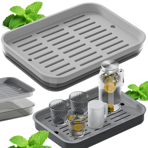 Two-layer kitchen tray drining rack for dishes vegetables fruit plastic