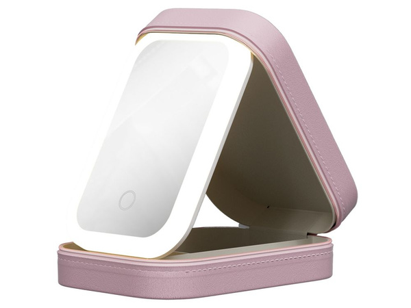 Make-up-spiegel mit led-beleuchtung organizer für reisekosmetik