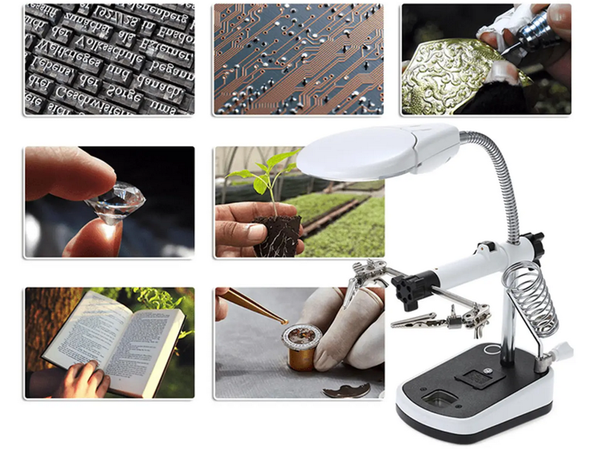 Alicates de tercera mano 10x 3,5x 5 led para soldar