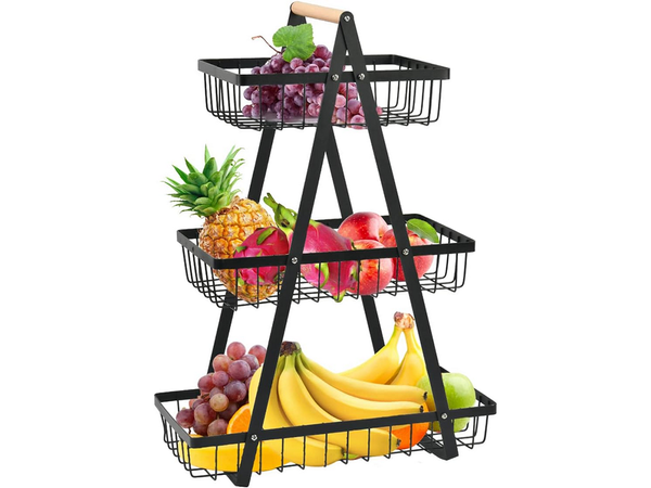 Raft de bucătărie loft bucătărie organizator trei etaje stand cu coș