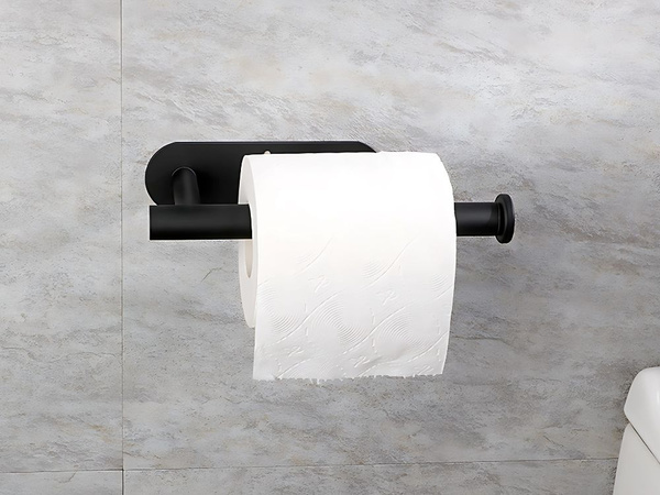 Tualetinio popieriaus laikiklis wc lipnus be gręžimo juodas palėpės metalas