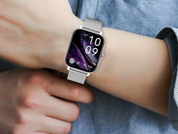 Smartwatch sieviešu vīriešu gumijas siksna sporta bluetooth sarunas pelēka