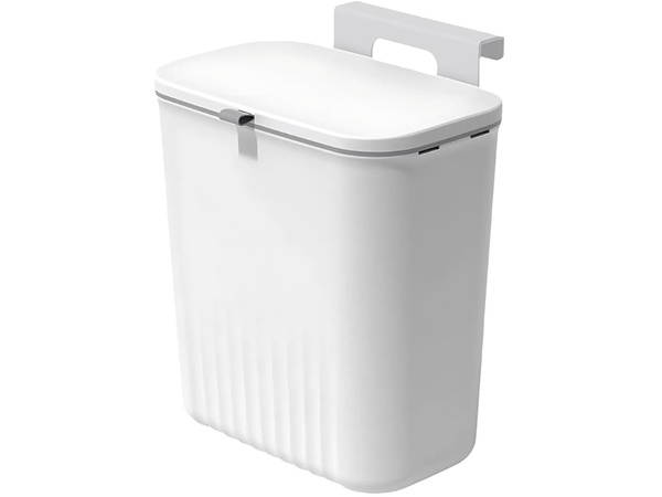 Corbeille de cuisine avec couvercle pour porte de placard blanc 9l
