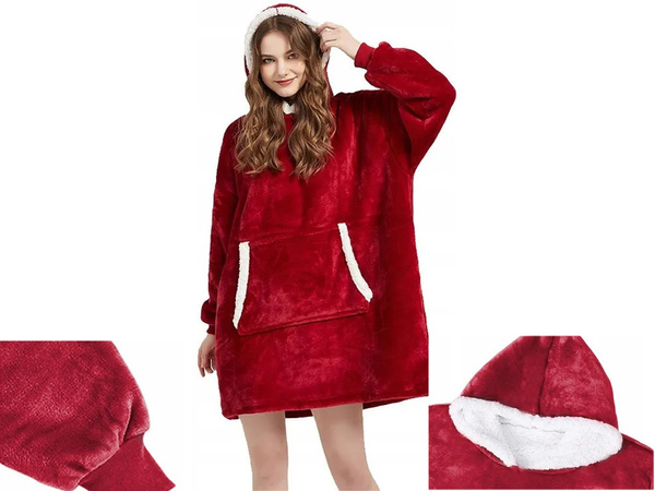 Warmes sweatshirt oversize-decke xxl 2in1 dickes fell weiches kapuzenmantel