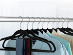 Velour clothes hangers black anti-slip set of 20 pieces