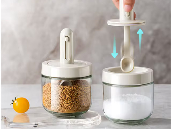 Récipient à épices pour la cuisine avec cuillère à soupe gobelet avec fermeture d'oreille