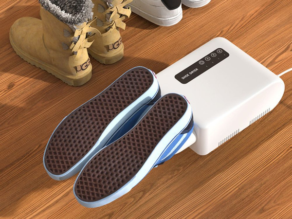 Wall-mounted shoe dryer with adhesive strips for intensive quick drying