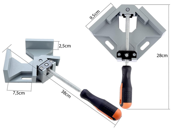 PINCE DE MENUISIER ÉQUERRE ÉTAU D'ANGLE 90 POIGNÉE MÉTALLIQUE