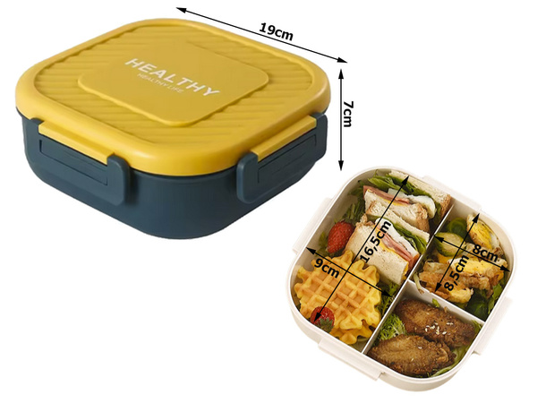 Lunchbox śniadaniówka pojemnik na śniadanie obiad z przegródkami sztućce