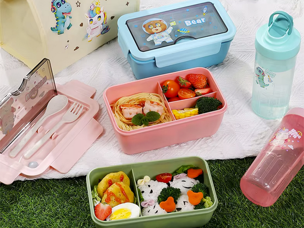 Lunchbox hommikusöögi konteiner kooli jaoks vaheseinad söögiriistad