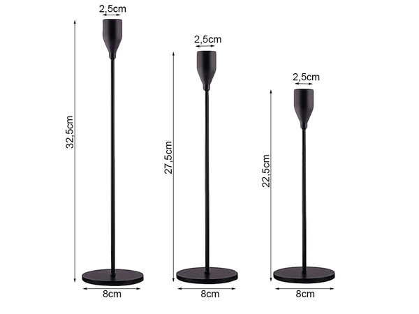 Suporturi de lumânări glamour set metalic set de masă decorativ 3 buc