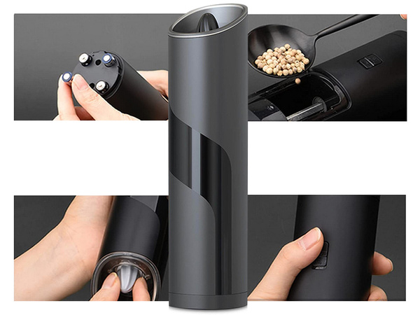 Gravity electric pepper mill for salt