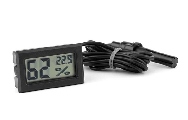 Termómetro electrónico con sonda reloj humedad