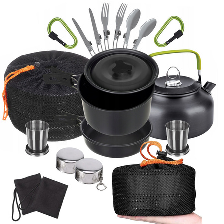 Set de ustensile de gătit pentru camping kemping kettle tigaie 18in1