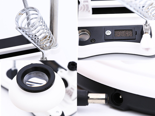 Third hand soldering kit magnifying glass holder led