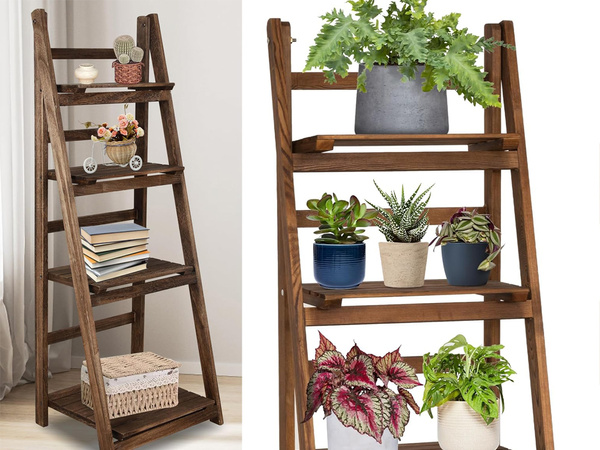 Flowerbed high standing wooden flower pot 4 tier bookcase
