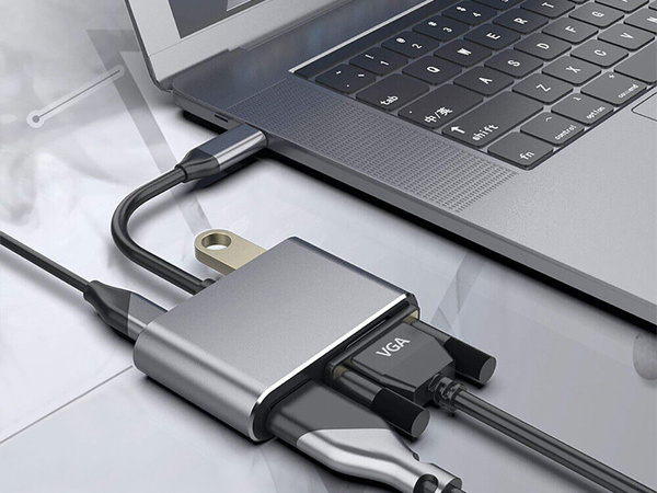 Adapteris usb-c uz hdmi 4k vga hub usb 3.0 usb-c barošanas adapteris
