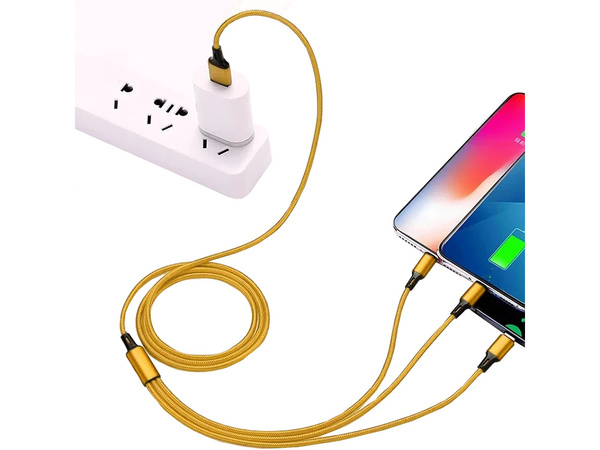 3v1 usb kábel pre telefón lightning kábel iphone micro usb typ-c 1,2 m
